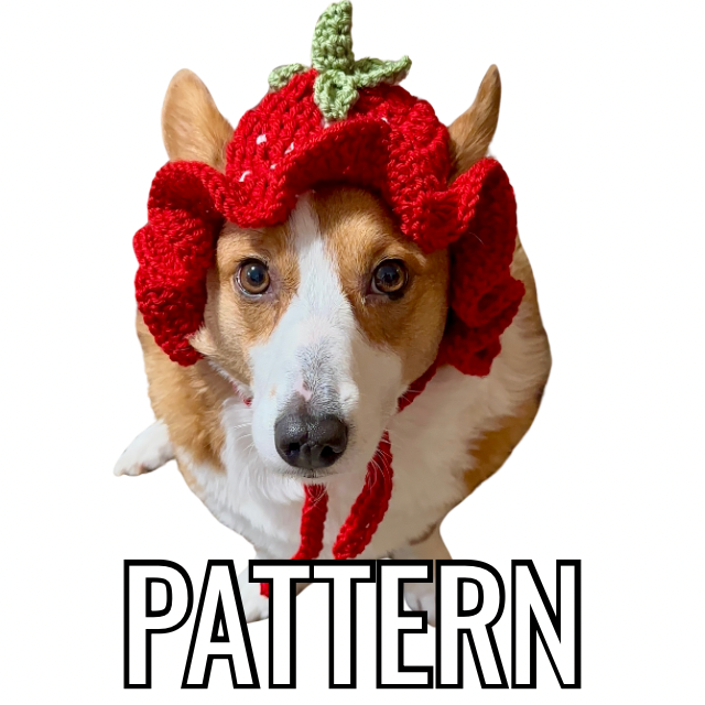 Strawberry Bucket Crochet Pet Beanie Pattern