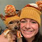 Ensemble bonnet maman et chiot Candy Corn