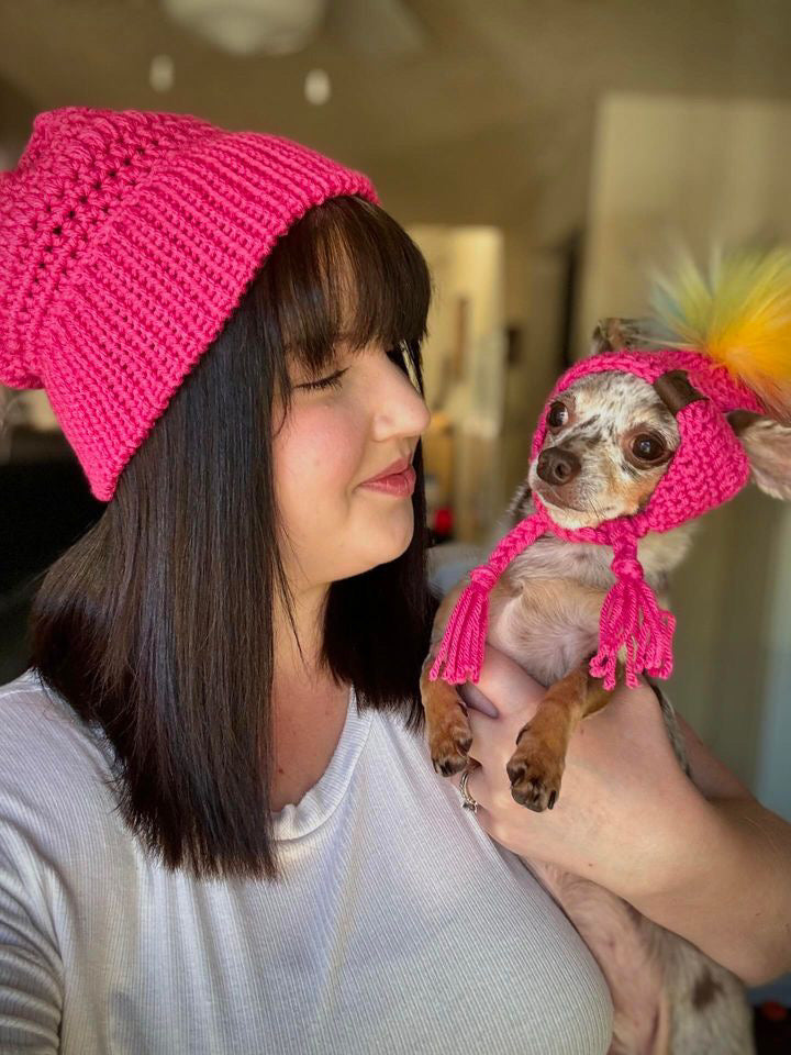 Matching Mommy & Pupper Beanie Set