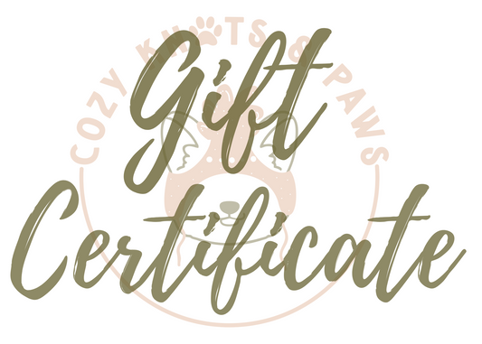 Cozy Knots & Paws gift card