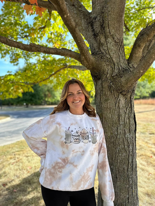 Dog Mom Coffee Tie-Dye Crewneck