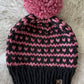 Pink Hearts Knit Beanie