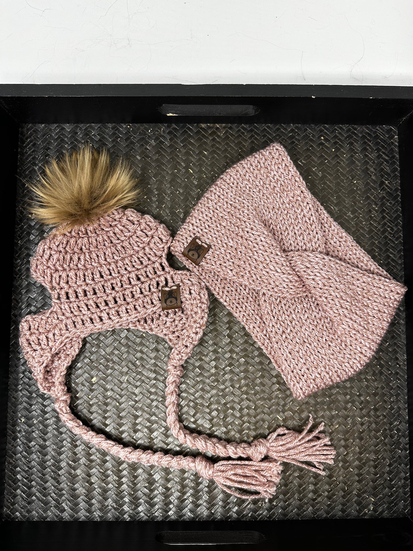 Bandeau et bonnet pour animaux de compagnie assortis rose ballerine