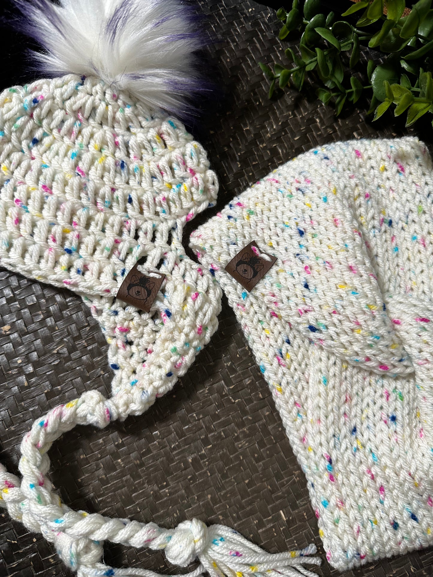 Funfetti Matching Headband & Pet Beanie Set