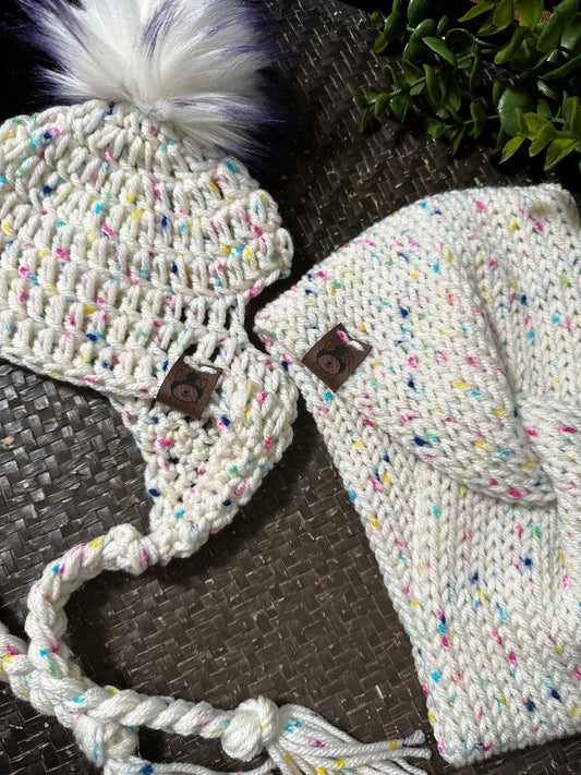 Ensemble bandeau et bonnet pour animaux de compagnie assortis Funfetti