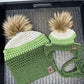 Ensemble assorti de bonnets pour maman et chiot Green Lovers