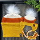 Ensemble bonnet maman et chiot Candy Corn