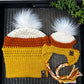 Ensemble bonnet maman et chiot Candy Corn