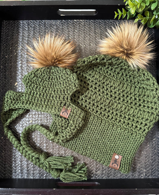 Ensemble bonnet assorti pour maman et chiot