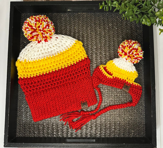 Ensemble bonnet maman et animal de compagnie inspiré des KC Chiefs