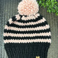 Pink & Black Stripe Adult Beanie