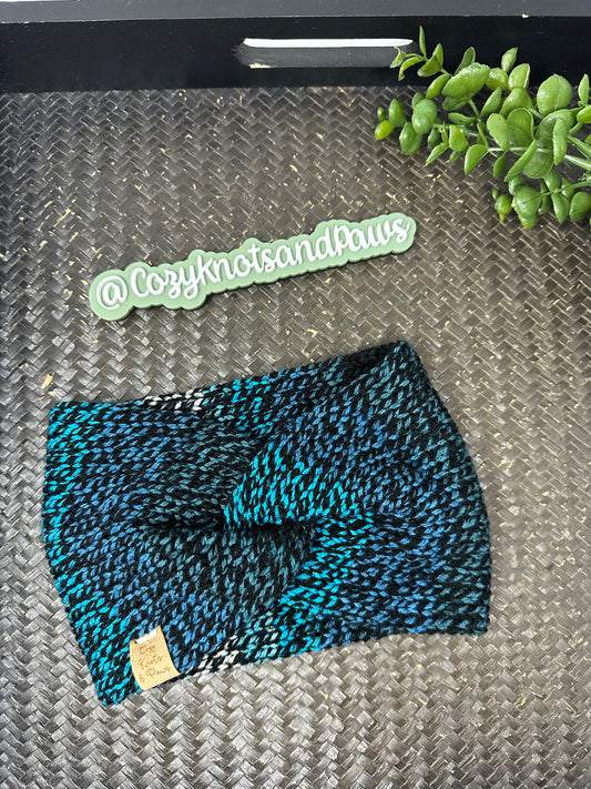 Aqua & Black Ear-Warmer Headband