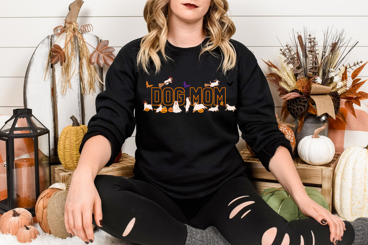 Halloween Dog Mom Crewneck Sweater